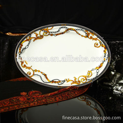 14 Inches Luxury Fine Bone China Fish Plate of Knight
